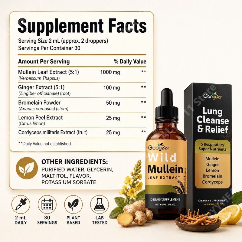 Tetes Cair Mullein Campuran He - Herbal Wellness Drops ulasan dan harga